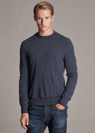 Ralph Lauren Striped Cashmere Striktrøje Herre Danmark (CJMZW5783)